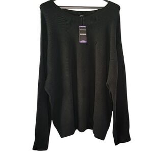 Express‎ Relaxed Sweater Ribbed Knit Pullover Long Sleeve Black XX-Large